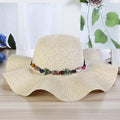 Hand-Woven Read Strange Stone Decorative Straw Hat Woman